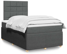 vidaXL Pat box spring cu saltea, gri închis, 120x190 cm, textil