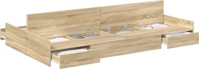 vidaXL Cadru de pat cu depozitare cu sertar Stejar Sonoma 120 x 200 cm