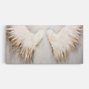 Tablou Canvas, 50x100cm, Dormitor si Living, Moderne, Textura de pictura, Cream White Wings