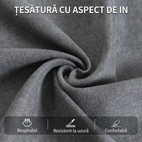 HOMCOM Fotoliu Reclinabil Manual din Material Tip In, cu Suport pentru Picioare și Cotiere Căptușite, Gri Închis | Aosom Romania