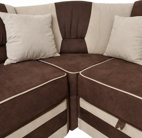 Coltar VALAHIA extensibil, lada de depozitare, stofa crem cu maro, 270x220x90 Maro + Crem