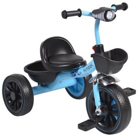 Tricicleta cu pedale NOVOKIDS™ Hawk Trike , Cu melodii si lumini, Doua cosulete pentru jucarii, Max 25 kg, Roti din cauciuc EVA, Cadru metalic, Far