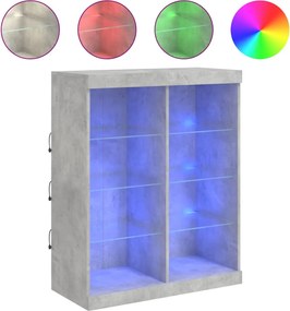 vidaXL Servantă cu lumini LED, gri beton, 81x37x100 cm