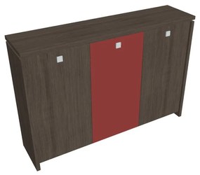 Dulap mediu pentru haine Verno 188 x 46 x 130 cm, uși combinate, stejar antracit / roșu