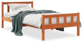 844389 vidaXL Cadru de pat cu tăblie, maro ceruit, 75x190 cm, lemn masiv pin