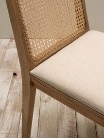 Scaun dining bej din rattan si bumbac Pablo