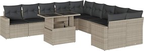 vidaXL Set canapele de grădină cu perne, 11 piese, gri, poliratan