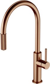 Baterie bucatarie cu dus extractibil Omnires Switch compatibila cu sistem filtrare apa finisaj cupru periat