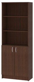 Biblioteca haaus Flint, cu Usi Inferioare si 2 Polite, Wenge, 70 x 32 x 196 cm