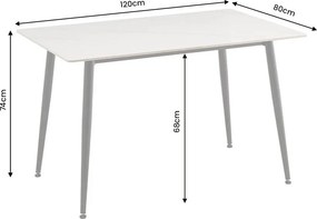Masa dining cu blat ceramic Milano Alb 120x80cm