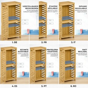 Kleankin Dulap pentru Baie din Bambus, Spațiu de Depozitare Pardoseală cu Raft Reglabil, Design Natural | Aosom Romania