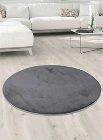 Covor 202BLY1364, 80x80 cm, forma rotunda, poliester, gri inchis