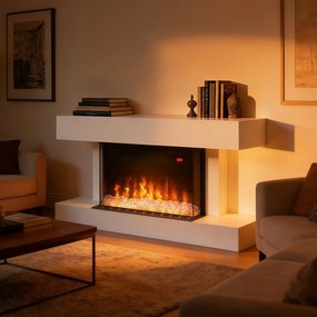 HOMCOM Șemineu Electric Independent și pentru Perete, cu Telecomandă și Protecție Împotriva Supraîncălzirii, 98x27x54,5 cm, Alb | Aosom Romania