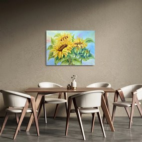 Tablou pe sticlă - Floarea soarelui înflorită (70x50 cm)