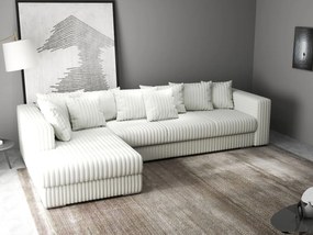 Colțar extensibil dumonde cu ladă de depozitare si sezut confortabil din spuma high-density, Gloria  Ambience Ivory 320x183 cm