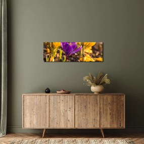 Tablou cu floare violetă (cu ceas) (90x30 cm)
