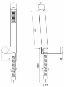 Set de dus cu para, furtun de dus si suport para crom Deante, Round