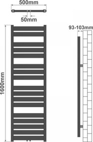 AQUAMARIN Radiator vertical pentru baie, 1600 x 500 mm