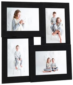 vidaXL Ramă foto colaj, negru, 4x (10x15 cm) foto, MDF