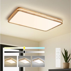 Brilagi - Corp de iluminat LED reglabil MOLINA SQUARE LED/128W/230V, stejar, 90x60 cm + telecomandă