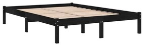 Cadru de pat UK Double, negru, 135x190 cm, lemn masiv de pin Negru, 135 x 190 cm