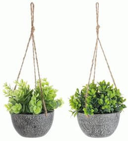 Planta artificiala in ghiveci suspendabil Pumila Verde / Gri, Modele Asortate, Ø10,5xH13 cm