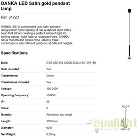 Pendul LED stil modern minimalist DANKA auriu 64223