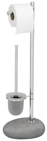 WENKO 19494100 - Perie WC PEBBLE STONE, 23,5 x 70 cm, crom lucios/gri/satinat