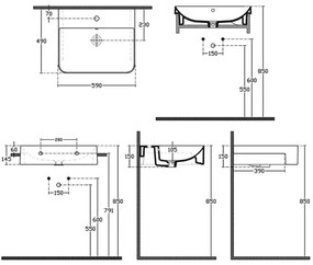 Isvea - Lavoar semi-încastrat SOTT AQUA 59x49 cm ceramică/alb