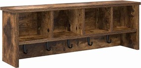 vidaXL Răcător de paltoane montat pe perete cu raft Stejar afumat