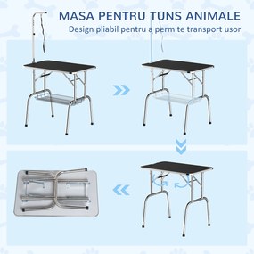 PawHut Masă pentru Toaletat și Tuns Câini sau Pisici cu coș 91.5x61.5x77cm