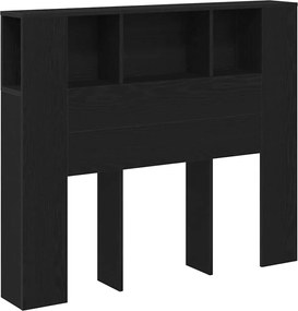 vidaXL Tablă de pat cu sertar Stejar Negru 120 x 18.5 x 102.5 cm