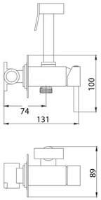 Baterie de bideu cu duș pentru instalare ascunsă Aqualine negru mat
