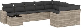 vidaXL Set canapele de grădină cu perne 10 piese gri deschis poliratan