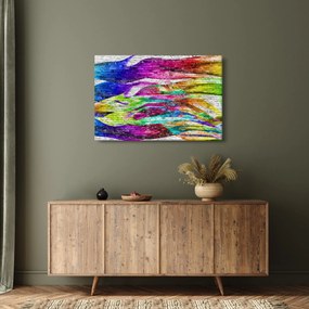 Tablou - Zid de cărămidă cu flăcări colorate (90x60 cm)