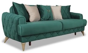 Canapea Extensibila Glamour Cu 3 Locuri, Verde, 220 X 94 X 86 Cm