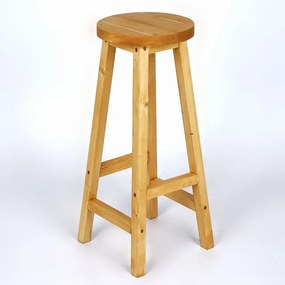 Scaun bar, taburet, din lemn culoare nuc dechis,70 cm