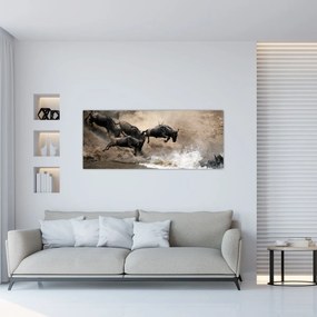 Tablou - Turmă de gnu (120x50 cm)
