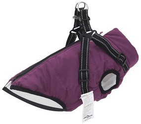 vidaXL Haină câini cu ham impermeabilă reflectorizantă, violet, L24