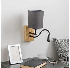 Lampă LED de perete Brilagi NUBILA WOOD 1xE27/25W/230V + LED/3W stejar/antracit