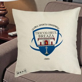Perna Personalizata CSO Tricolorul Breaza 1951, 40x40 cm, Ecru, Husa Detasabila, Perna Inclusa, BEKZ®