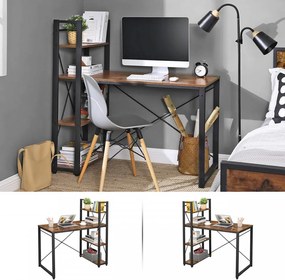 Birou de Studiu cu 3 Rafturi, PAL Melaminat, Maro / Negru, Vasagle, LWD48X