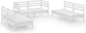 vidaXL Set mobilier de grădină, 6 piese, alb, lemn masiv de pin