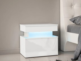 Noptieră Lesteralo 1S (Alb + lucios Alb) (cu iluminat LED albastru). 1104512