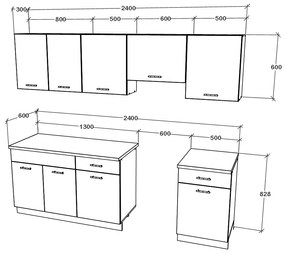 Bucatarie haaus Debra, Alb/Antracit, L 240 cm