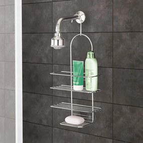 Raft pentru baie argintiu lucios de agățat din oțel Luxy – Metaltex