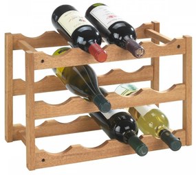 Suport 12 sticle de vin Norway, Wenko, 21 x 28 x 42 cm, lemn de nuc, natur