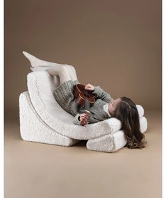 Fotoliu de copii crem cu tapițerie din țesătură bouclé Moon – Wigiwama