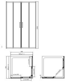 Cabina dus patrata crom 80x80 cm, Mediterraneo, Hector 800x800 mm