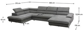 Set canapea în formă de U, gri, stânga, MANTY U